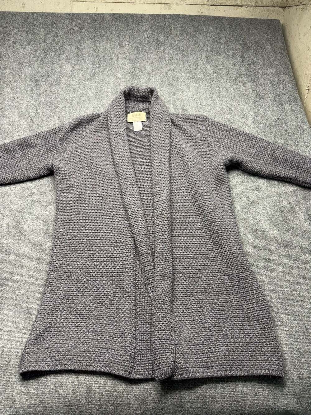 Aran Sweater Market Women's Kilcoole Textured Wool Coatigan in Steel Marl XXL-EC